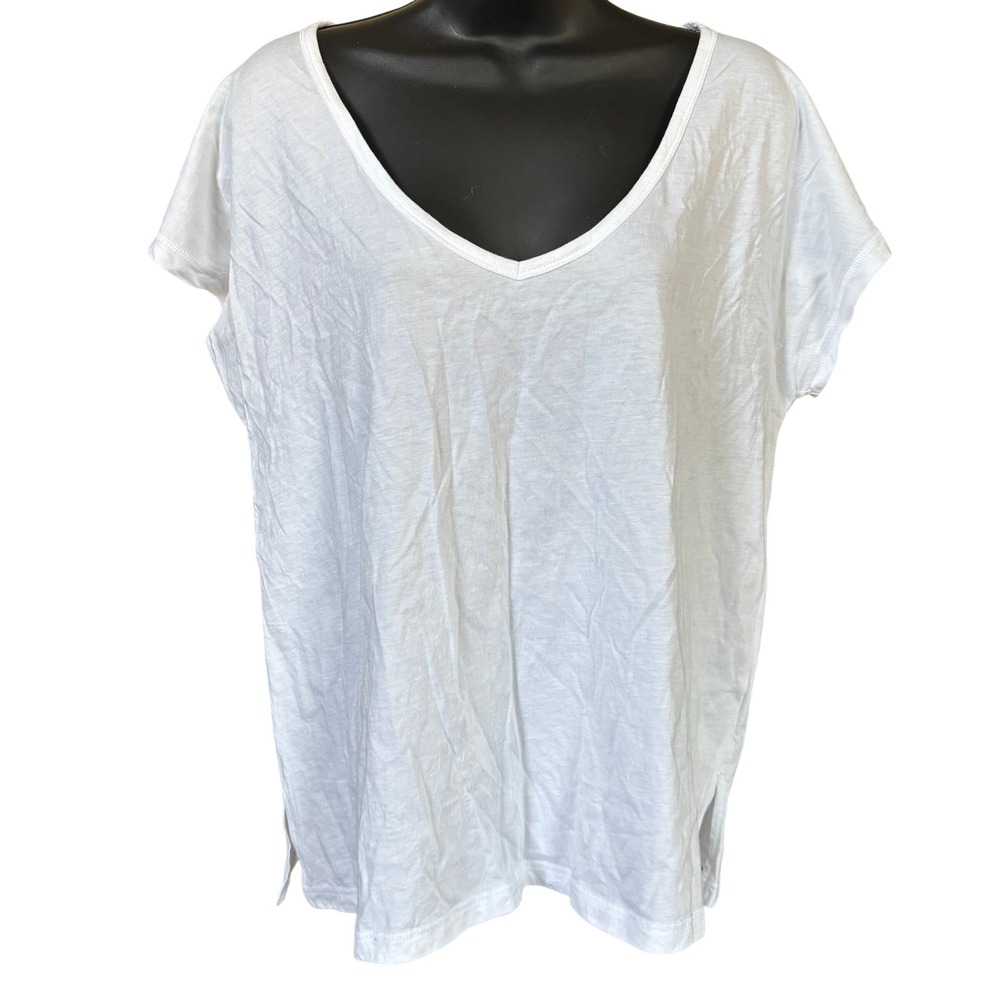 Varley Emmet Open Back Tee Sz L White Pima Cotton Casual‎